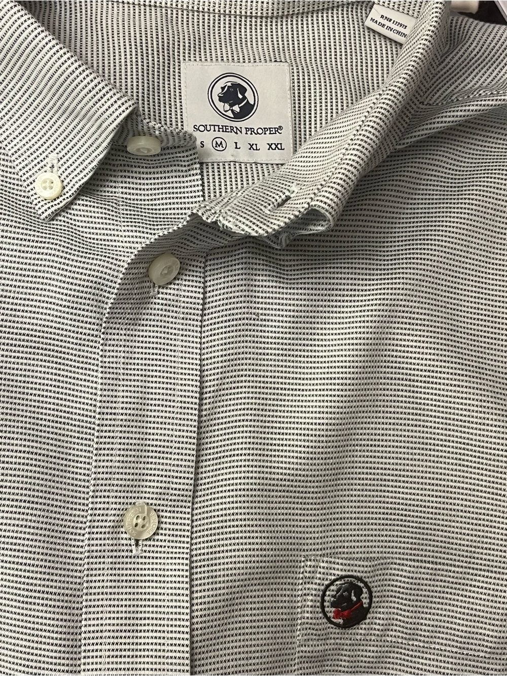 Southern Proper Men's Gray-Blue Short Sleeved Button-Down Shirt